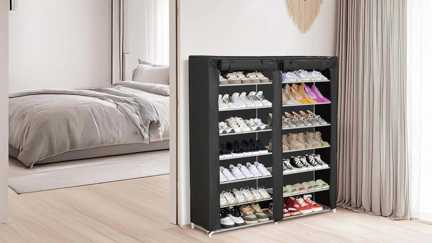 6-Layer Double Row Shoe Rack with Dust Cover – Large Capacity, Easy Assembly