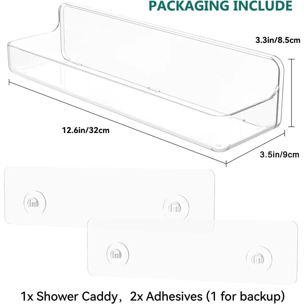 Shower shelves, Adhesive Clear Acrylic Bathroom Shower caddy Organizer, Transparent No Drilling Wall Mount Bathroom Storage