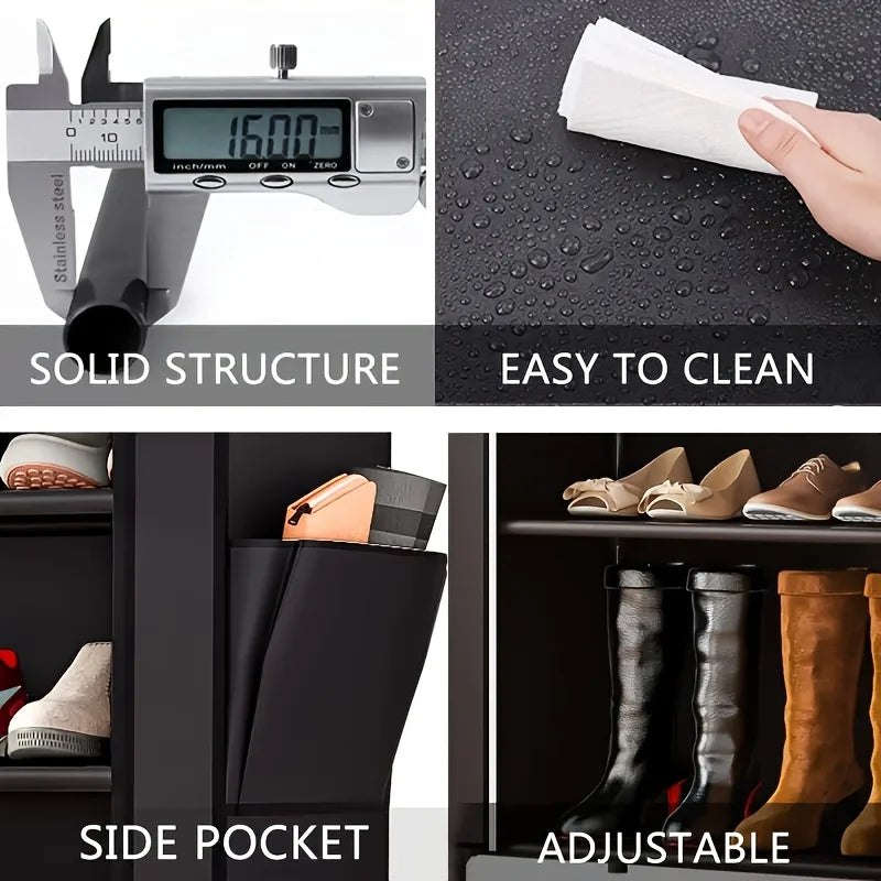 6-Layer Double Row Shoe Rack with Dust Cover – Large Capacity, Easy Assembly