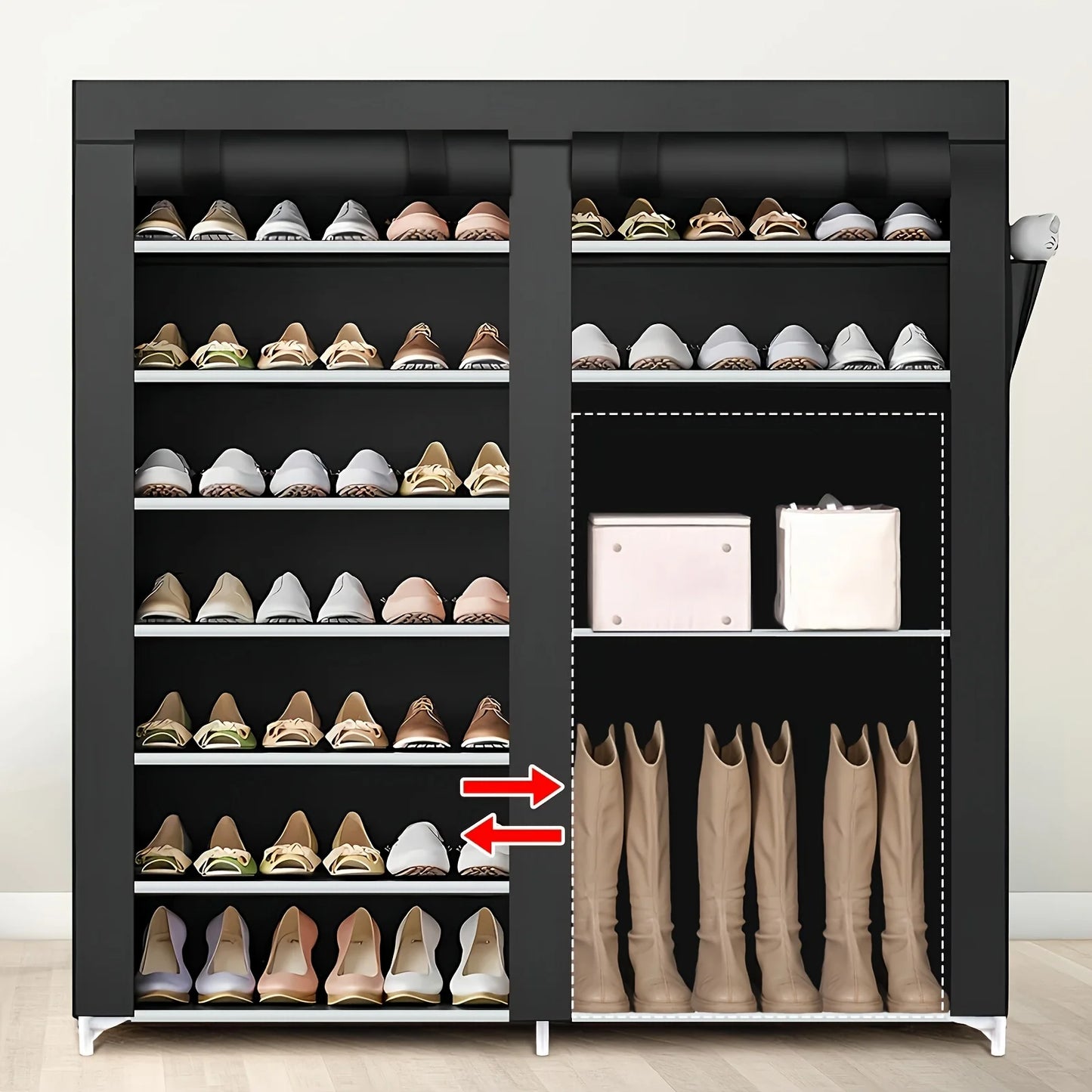 6-Layer Double Row Shoe Rack with Dust Cover – Large Capacity, Easy Assembly