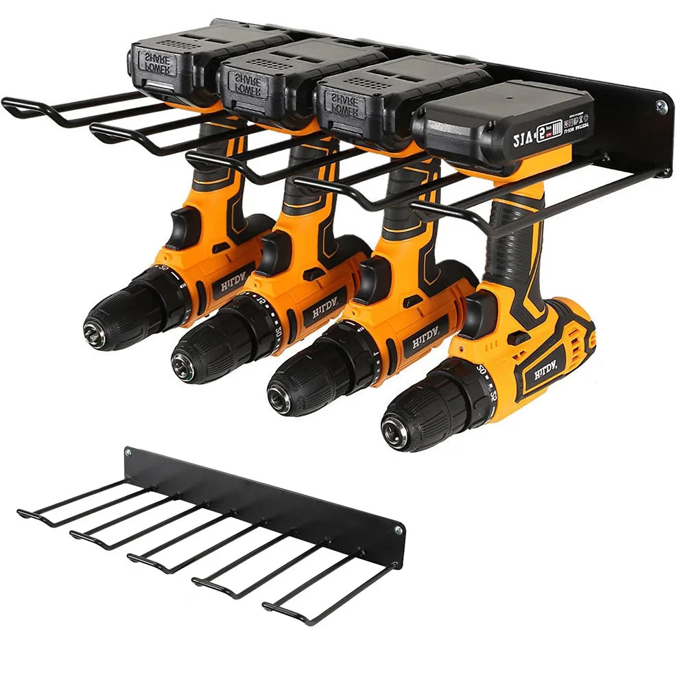 Heavy-Duty Wall-Mounted Power Tool Organizer – Metal Rack for Workshop, Garage, or Shed