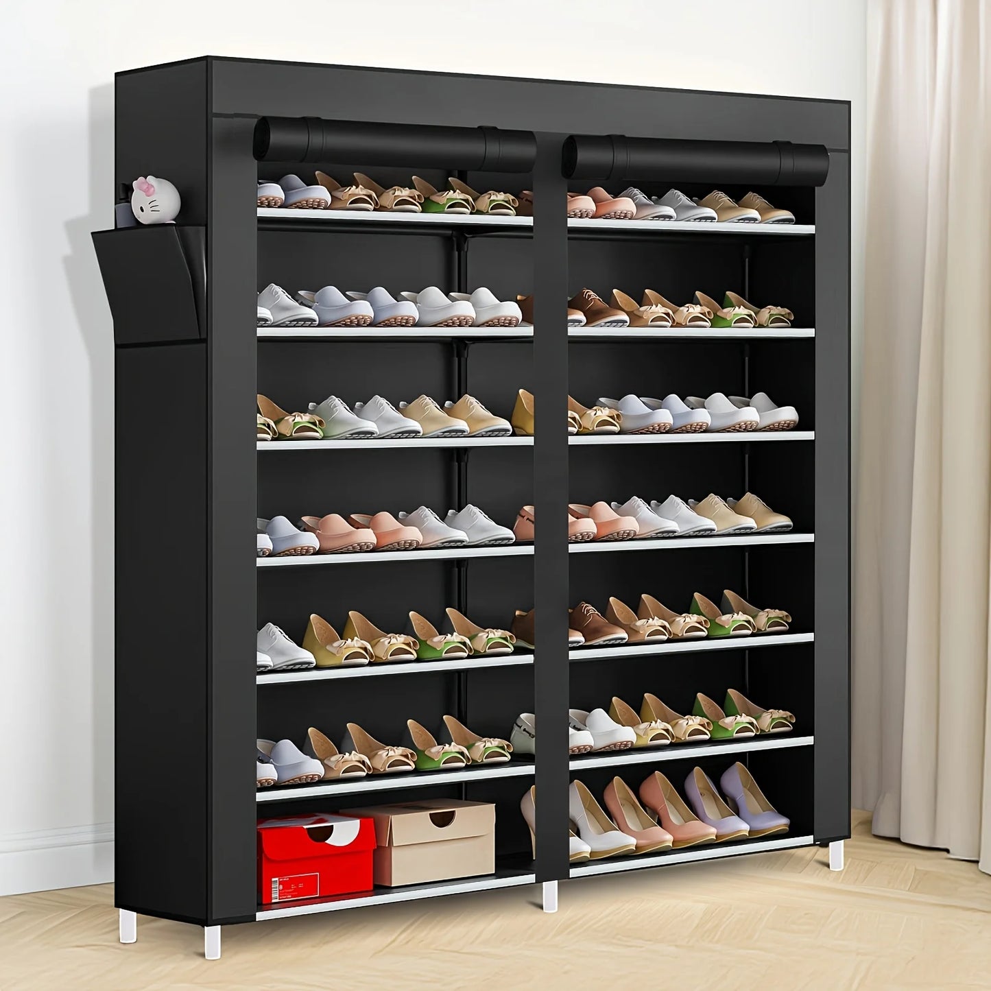 6-Layer Double Row Shoe Rack with Dust Cover – Large Capacity, Easy Assembly