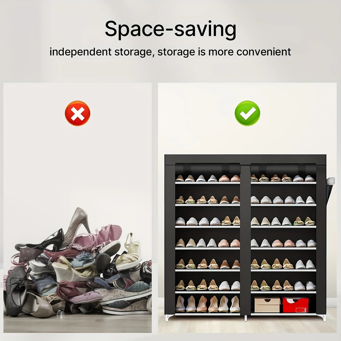 6-Layer Double Row Shoe Rack with Dust Cover – Large Capacity, Easy Assembly