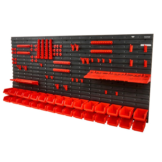 Wall Mounted Storage Bins 30/48Bin Parts Rack Organizer Garage with Wall Panels Hooks Plastic Shop Tool for Screw Nails