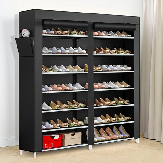 6-Layer Double Row Shoe Rack with Dust Cover – Large Capacity, Easy Assembly